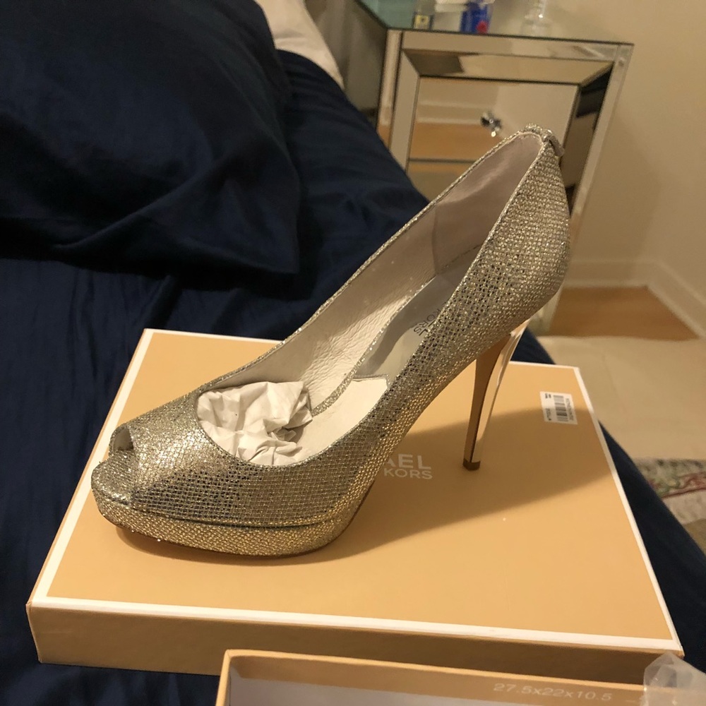 Michael Kors silver glitter platform